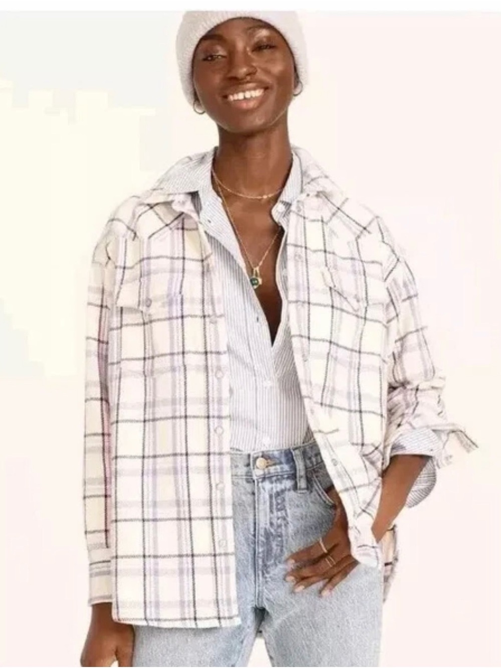 NWT J. Crew Lavender Plaid Pearl Snap Relaxed Shirt Shacket Women’s Size 12 / L - Picture 13 of 16